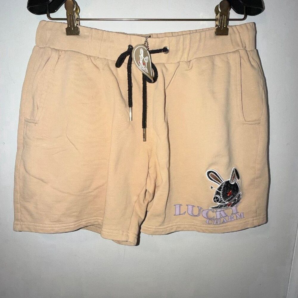 LUCKY CHARM Tan Cotton Terry Shorts-S {NWT}